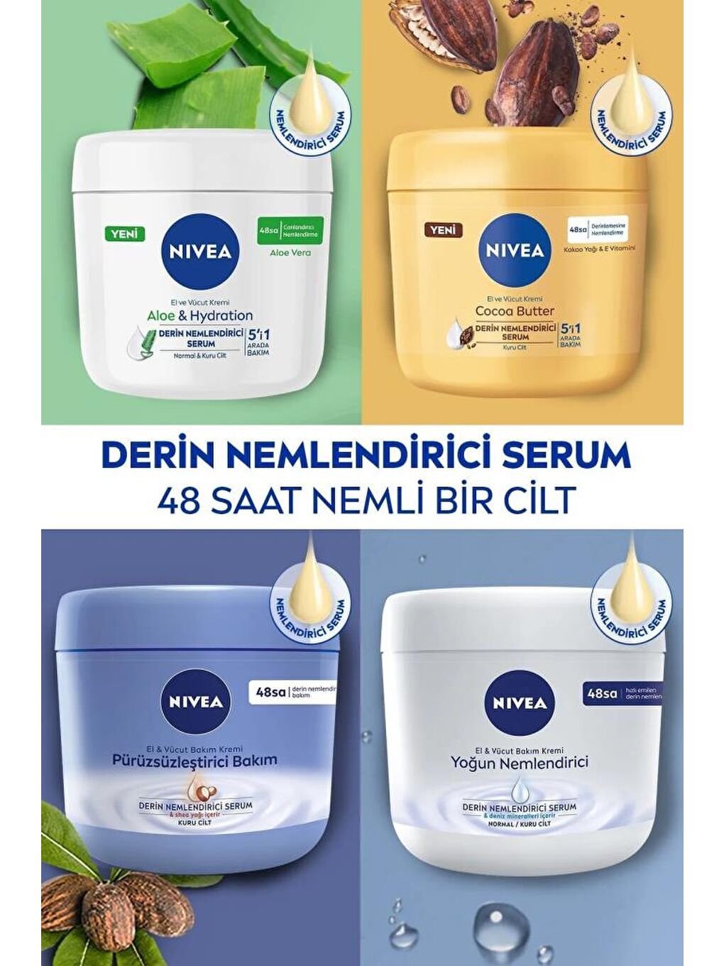 NIVEA El Ve Vücut Kremi Aloe Vera 400 ml, Nemlendirici Serum Normal Ve Kuru Ciltler Için - 3