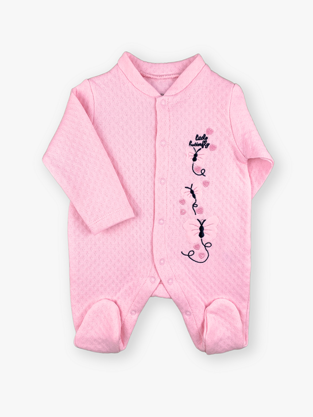 Pembe Bisiklet Yaka Uzun Kollu Kız Bebek Tulum