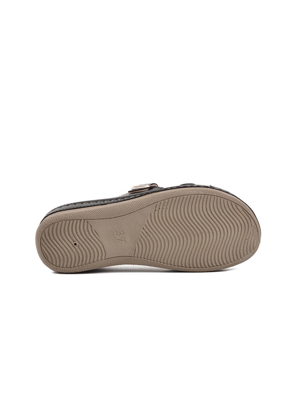 Milas Siyah Kadın Çift Bantlı Tokalı Terlik-4