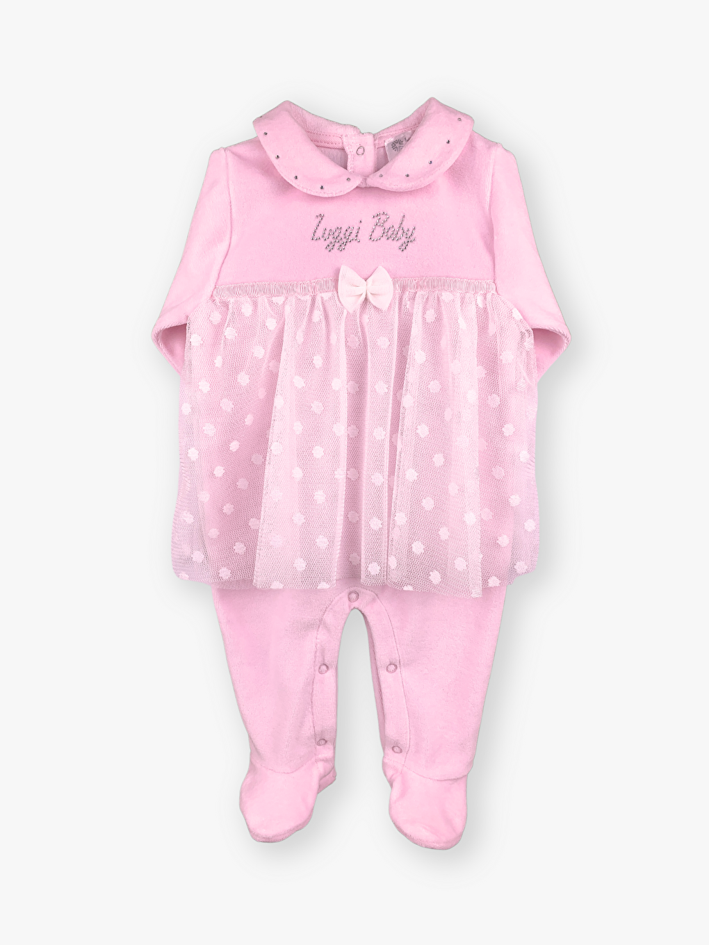 Pembe Bebe Yaka Uzun Kollu Kız Bebek Tulum