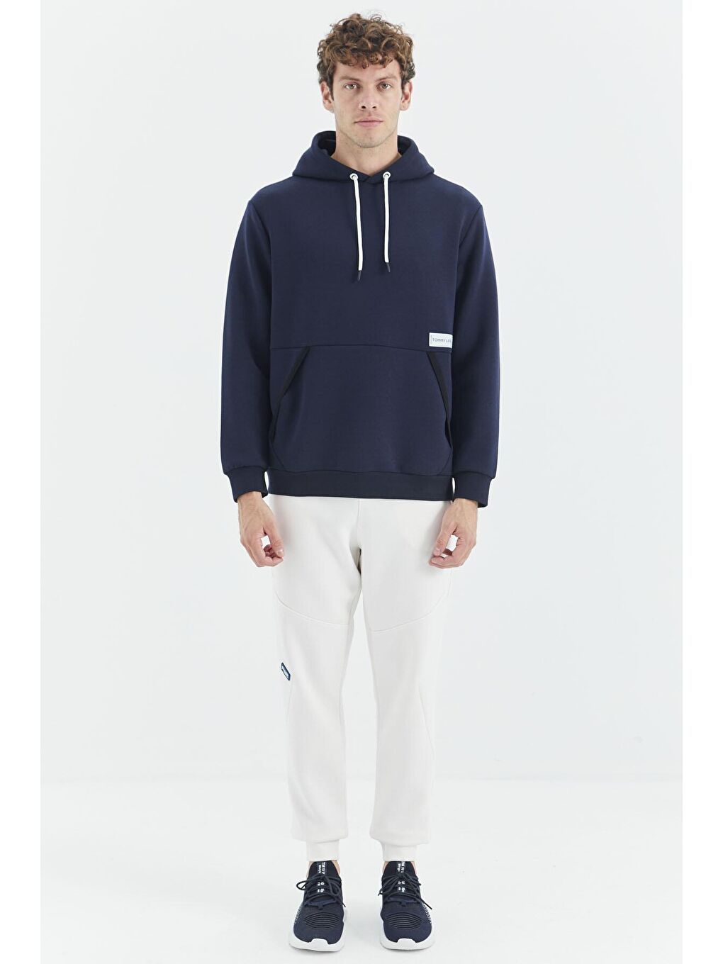 TOMMYLIFE İndigo Kapüşonlu Gizli Cep Detaylı Rahat Kalıp Erkek Sweatshirt - 88282 - 2