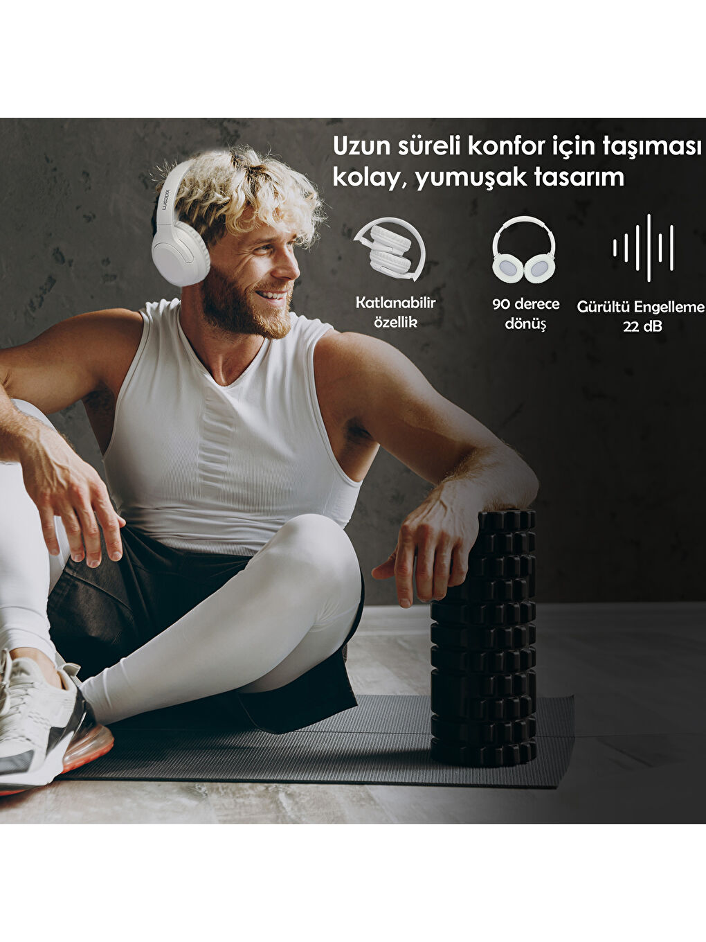 Moodix KO23BT1100W Bluetooth Kulaküstü Kulaklık Beyaz - 1