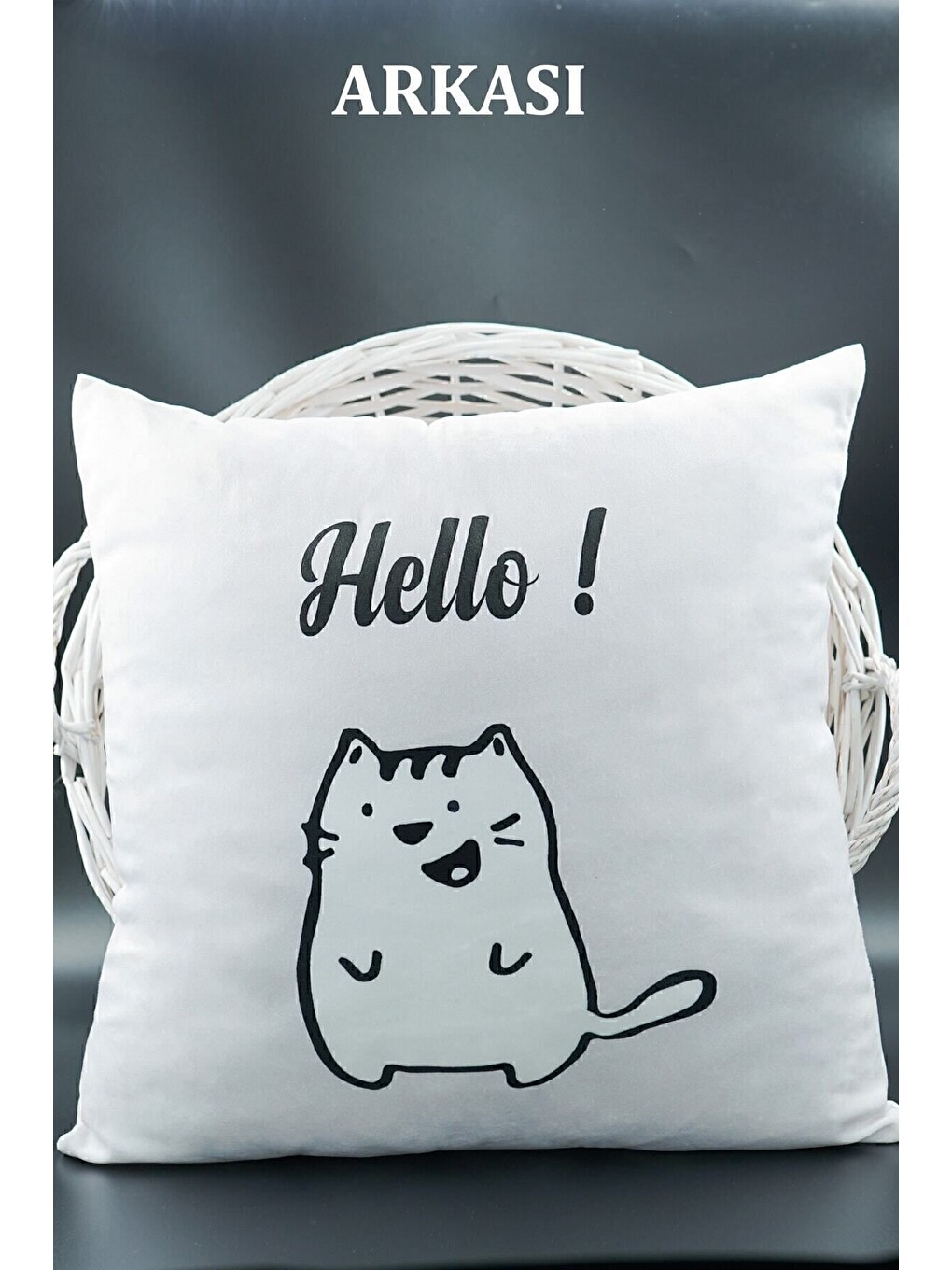 Beyaz Harfli Kırlent Kılıfı Kadife 43x43 Cm Çift Taraflı Ş Harfi Kedi Desenli Evlilik Teklifi Doğum Günü-1