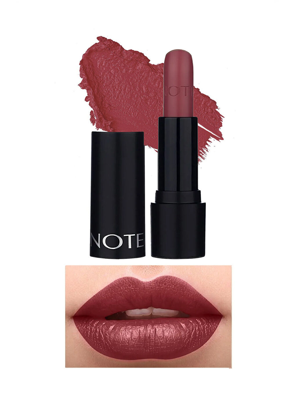 Note Deep Impact Lipstick 08 Sophisticate Burgundy Kremsi Dokulu Yarı Parlak Ruj - Kırmızı-1