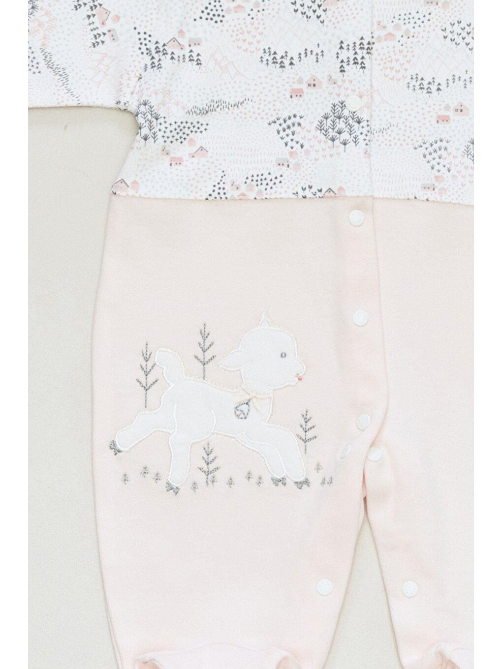 Pembe Nakışlı Çıtçıtlı Bebek Tulum-1