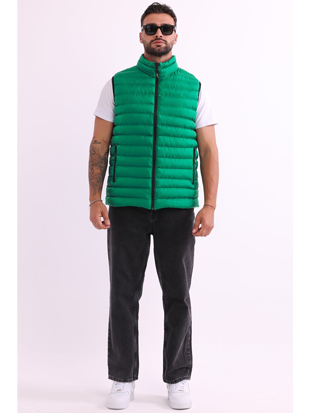 Yeşil Erkek Astarlı Su ve Rüzgara Dayanıklı Şişme Yelek DY-1000-3