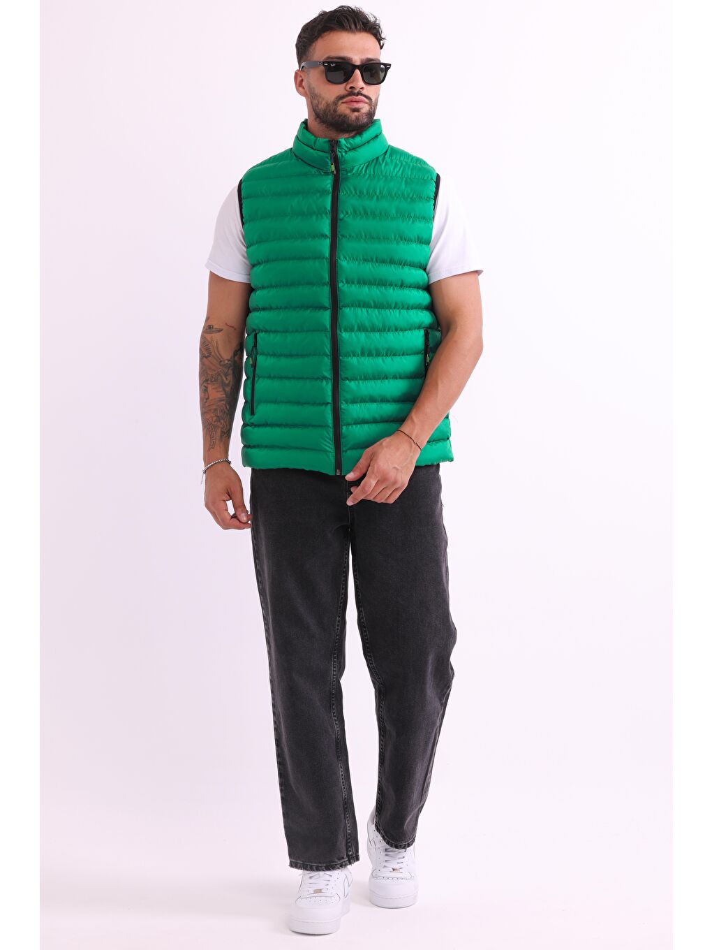 Yeşil Erkek Astarlı Su ve Rüzgara Dayanıklı Şişme Yelek DY-1000-4