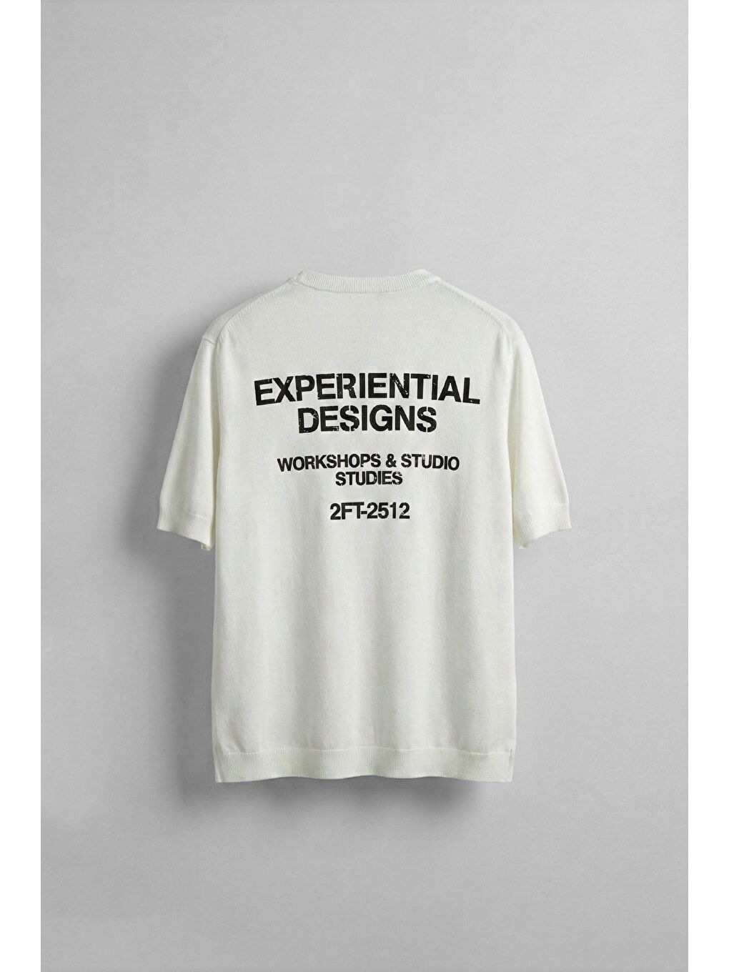 Erkek Kabartma Baskılı Esnek Regular Fit Triko T-Shirt Beyaz