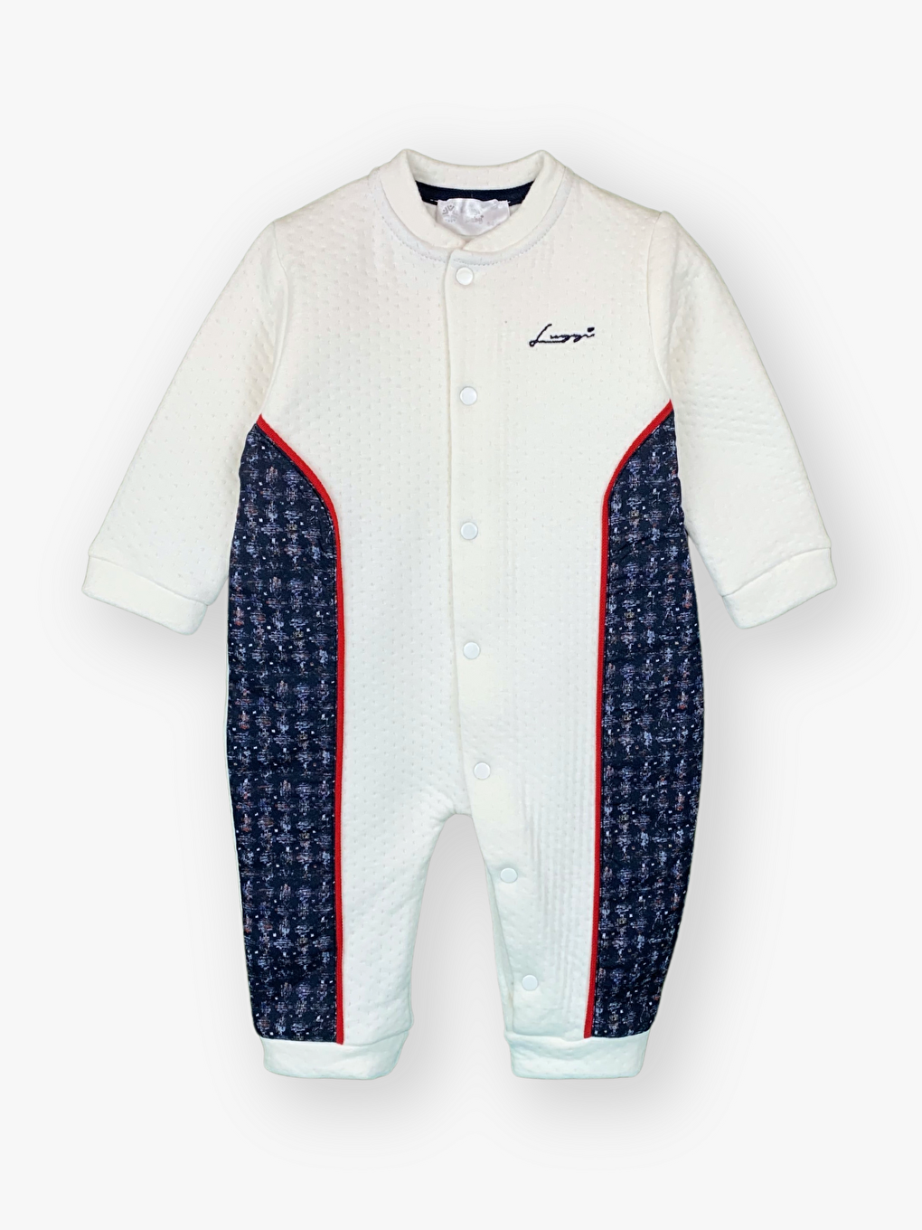 Ekru Bisiklet Yaka Uzun Kollu Erkek Bebek Tulum