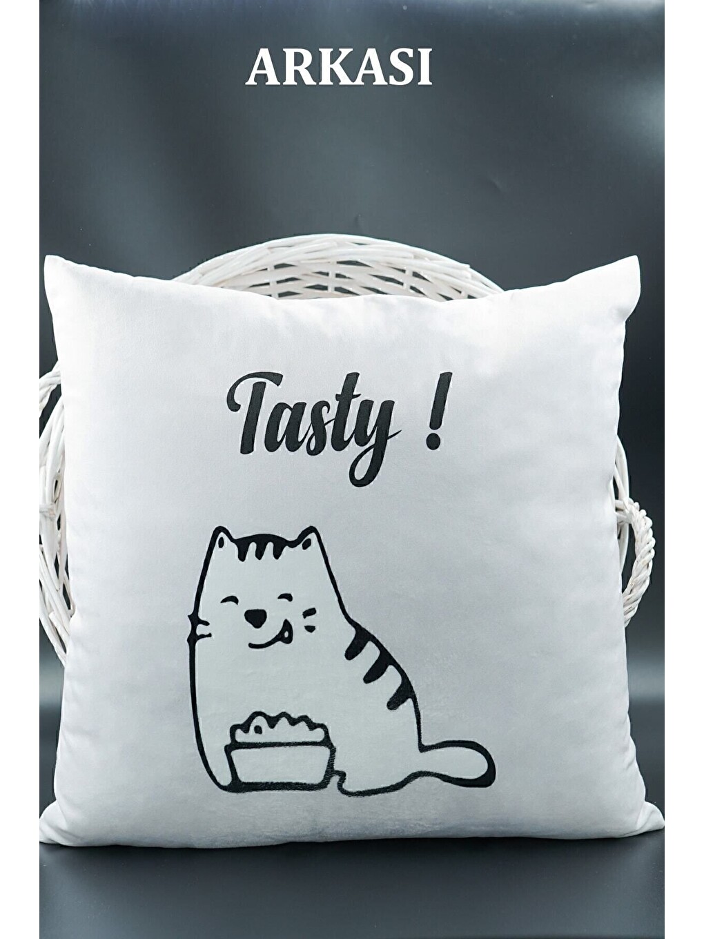Beyaz Harfli Kırlent Kılıfı Kadife 43x43 Cm Çift Taraflı G Harfi Kedi Desenli Evlilik Teklifi Doğum Günü-1