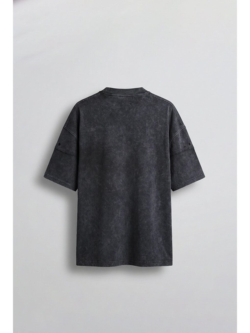 Erkek Yıkamalı Nakışlı Oversize T-Shirt Siyah-1