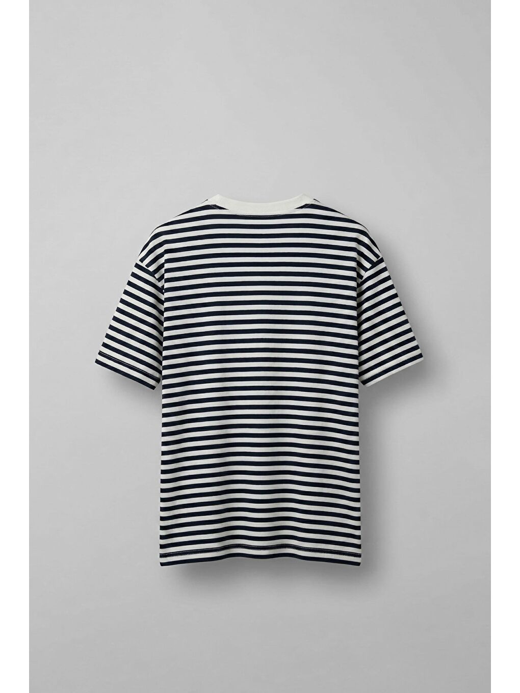 Erkek Oversize Çizgili Rahat T-Shirt Siyah-1