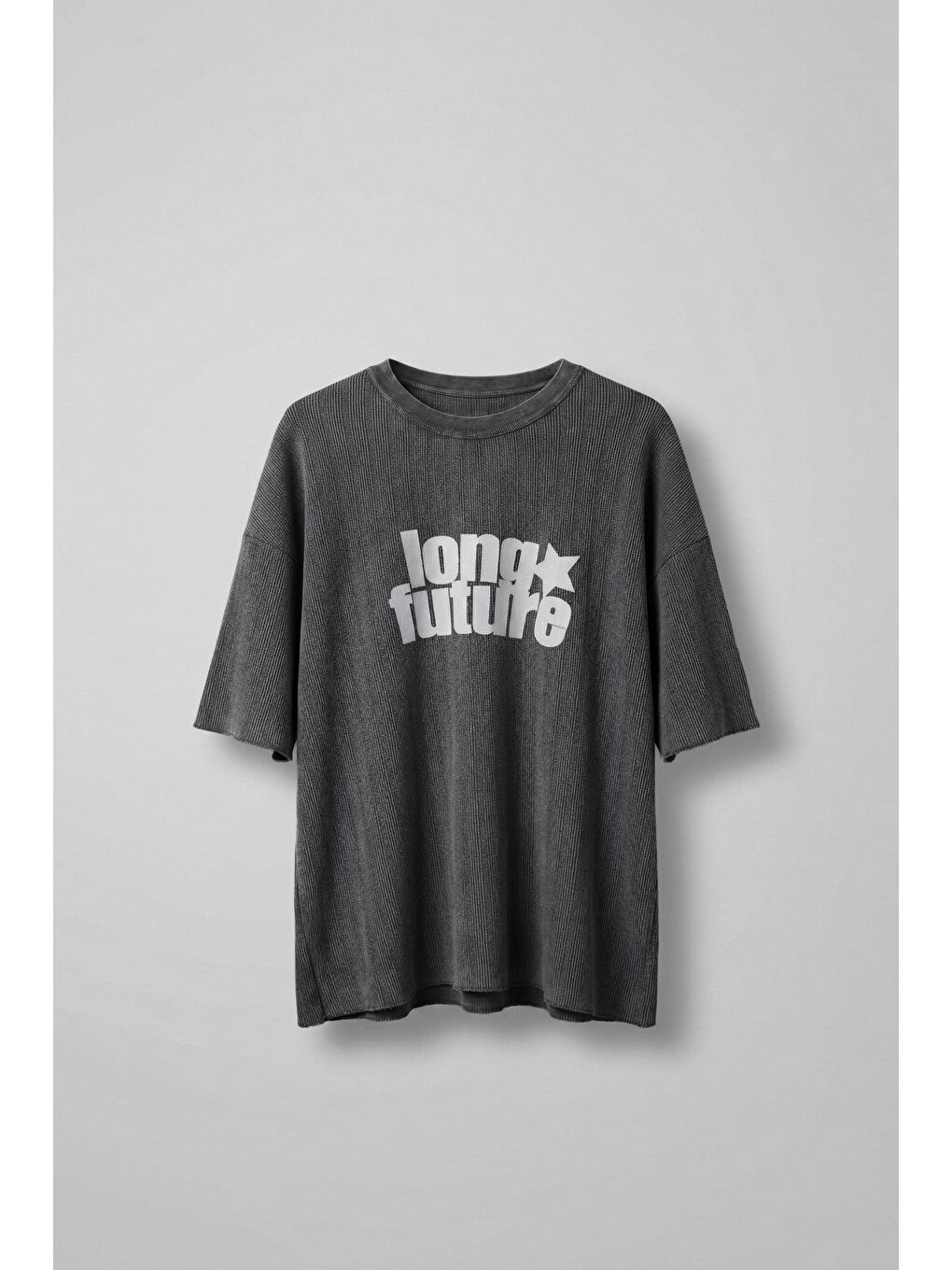 Erkek Yıkamalı Ribana Kumaş Oversize T-Shirt Siyah