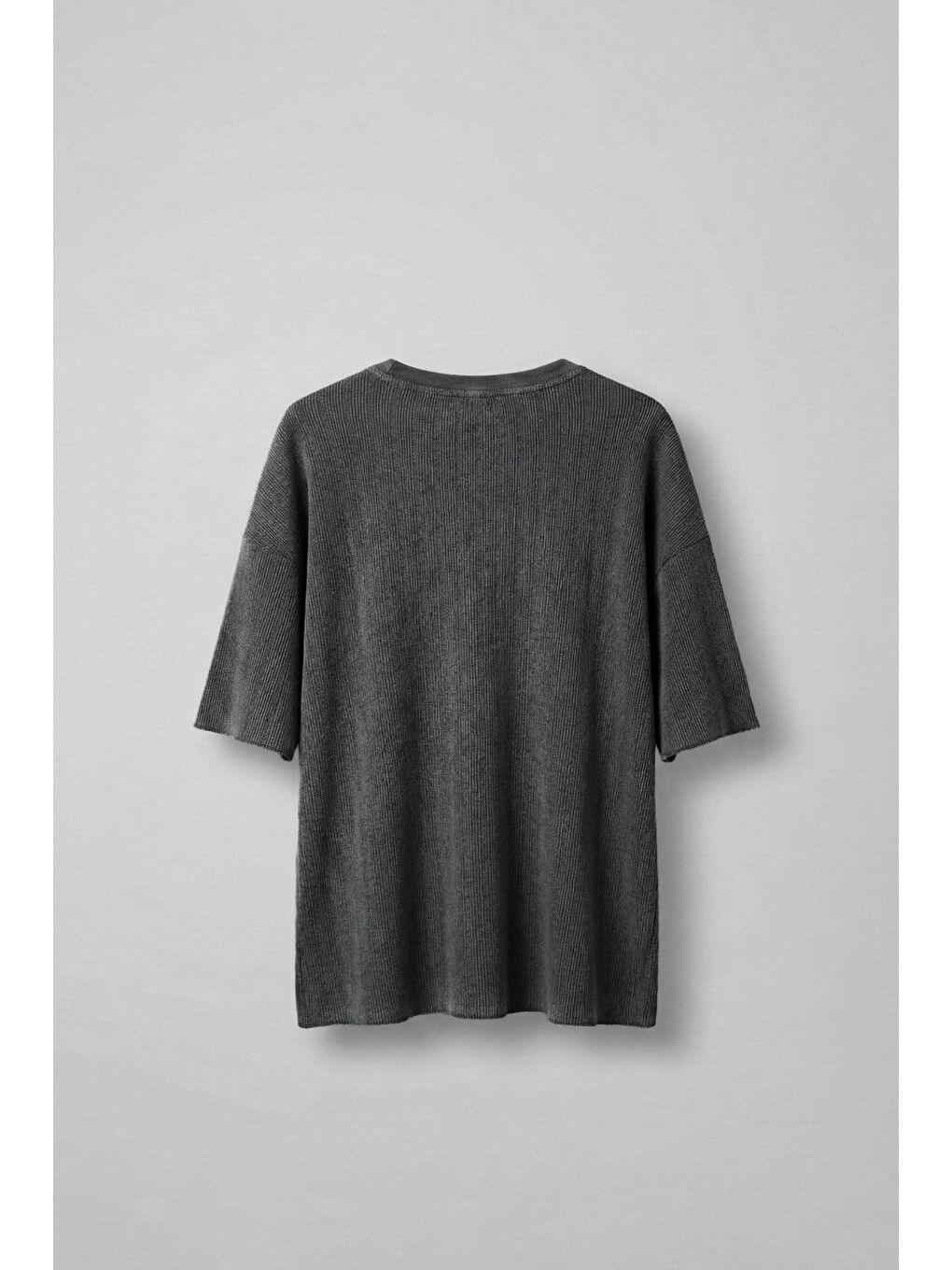 Erkek Yıkamalı Ribana Kumaş Oversize T-Shirt Siyah-1