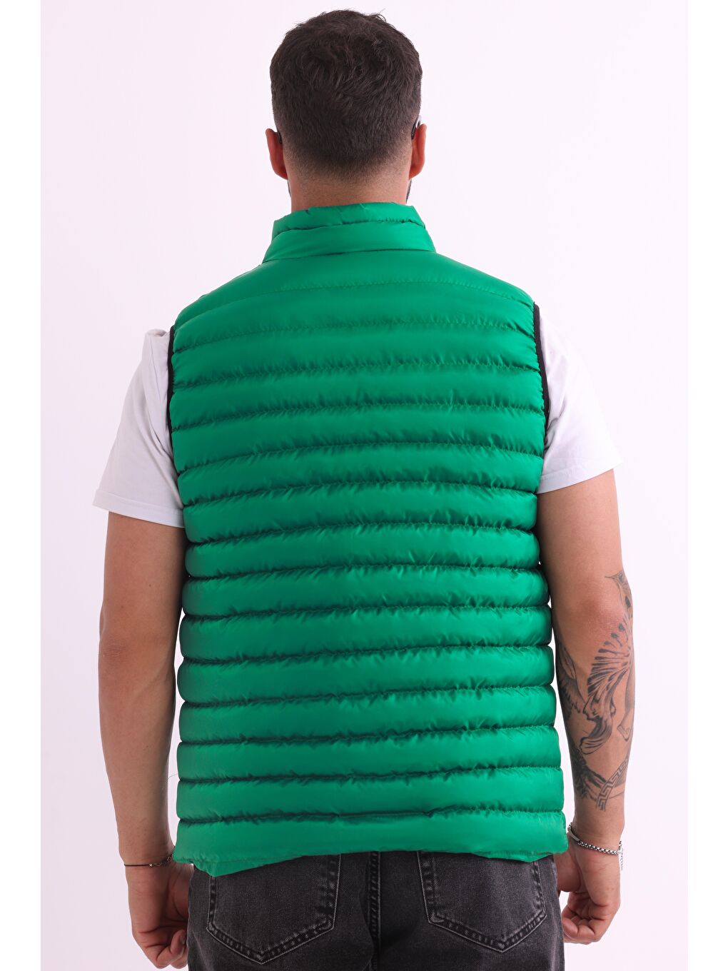 Yeşil Erkek Astarlı Su ve Rüzgara Dayanıklı Şişme Yelek DY-1000-6