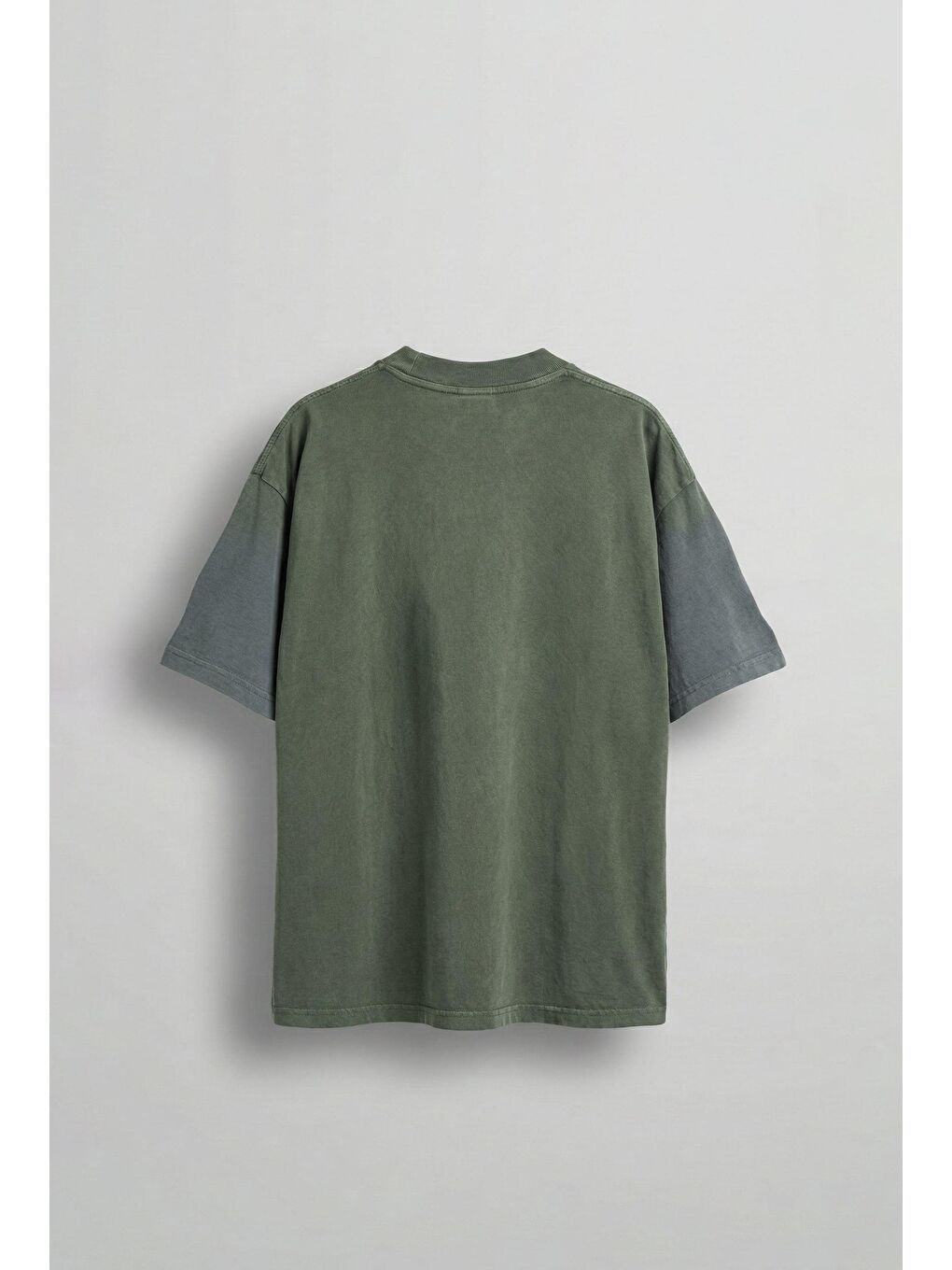 Erkek Cirsus Baskılı Yıkamalı Oversize T-Shırt Haki-1