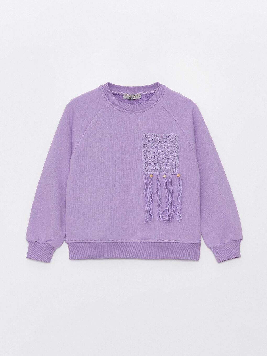 Lila Kız Çocuk Fırfır Cepli Beli Lastikli SweatShirt