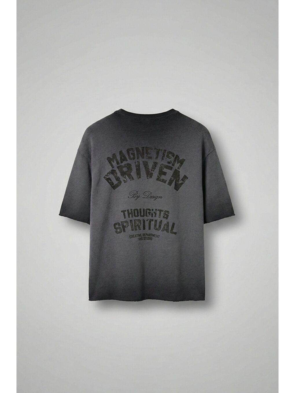 Erkek Yıkamalı Örme Premium Oversize T-Shirt Siyah