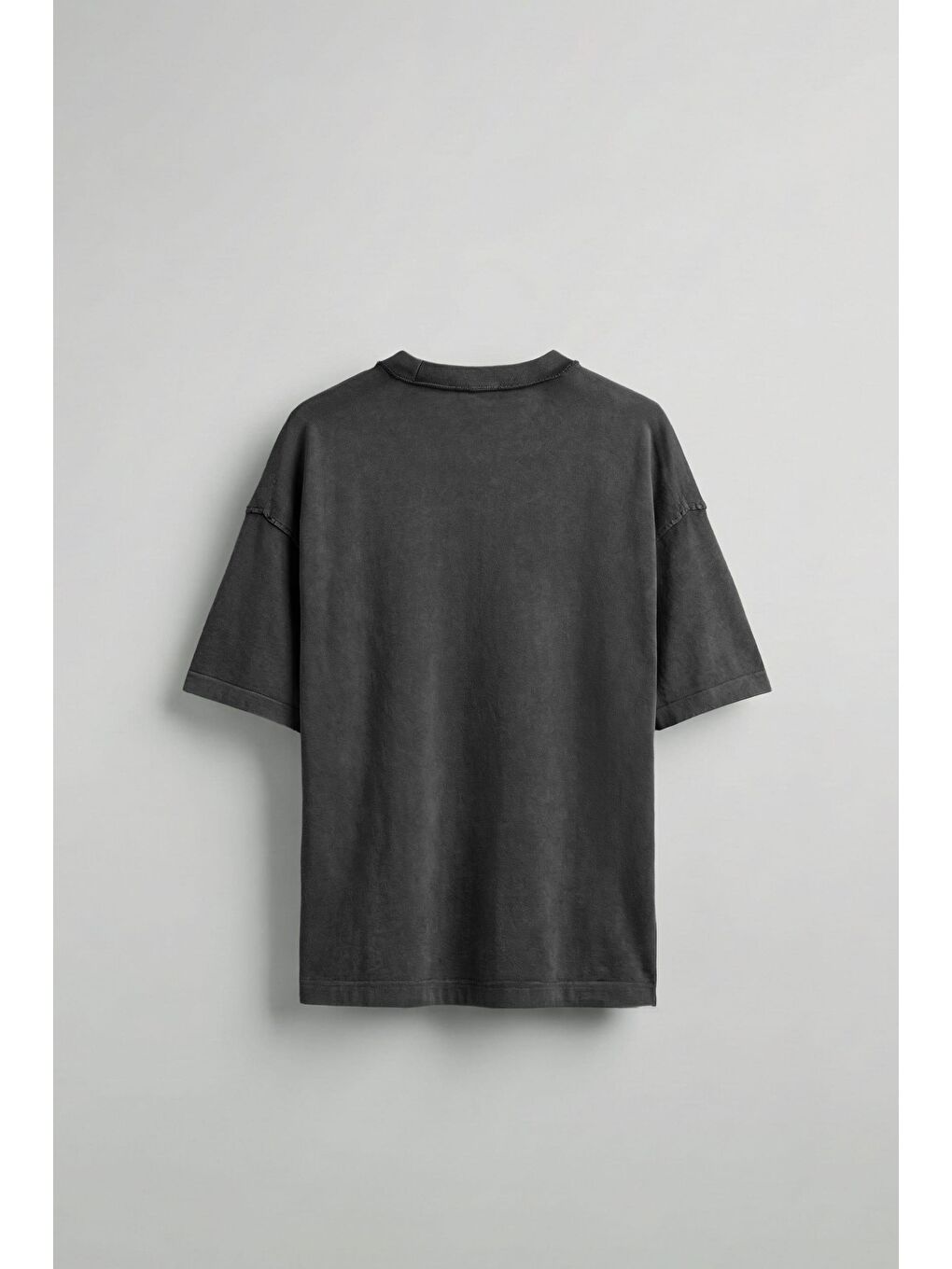 Erkek Yıkamalı Dikiş Detaylı Oversize T-Shirt Siyah-1