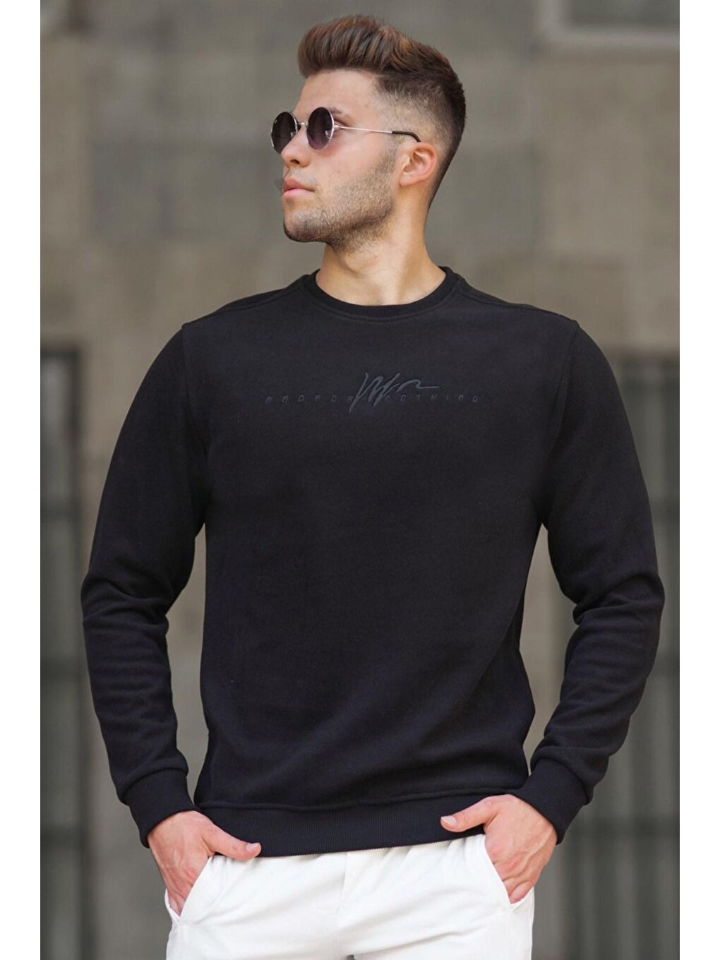 Bisiklet Yaka Siyah Erkek Sweatshirt 5154