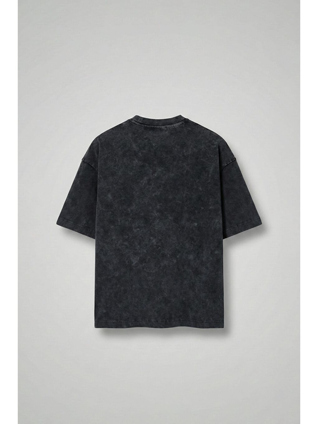 Erkek Yıkamalı İşlemeli Oversize Baskılı Premium T-Shirt Siyah-1