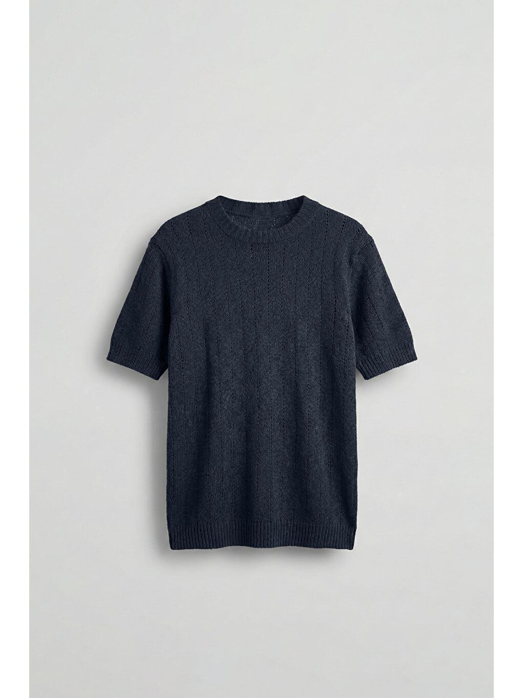 Erkek Regular Fit Örme Desenli T-Shirt Lacivert