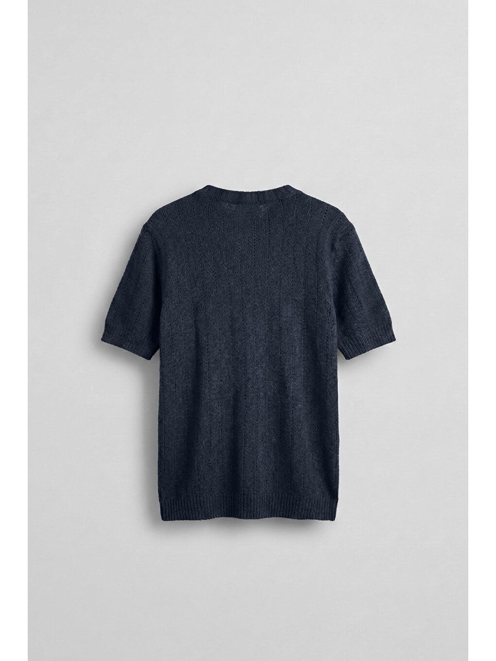 Erkek Regular Fit Örme Desenli T-Shirt Lacivert-1