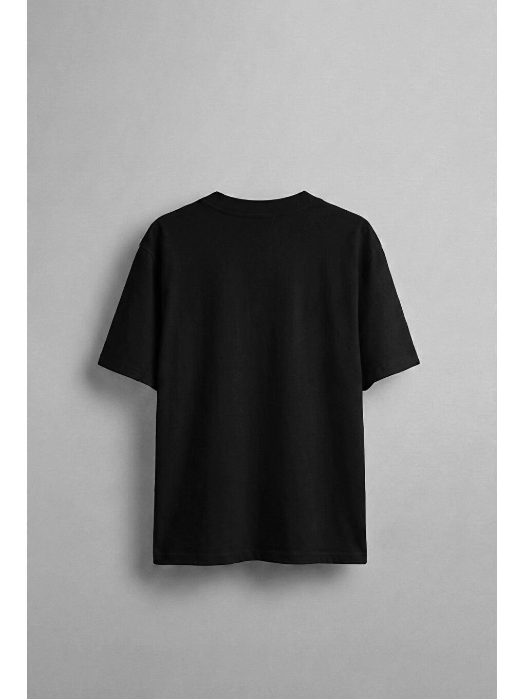 Erkek Oversize Nakışlı T-Shirt Siyah-1