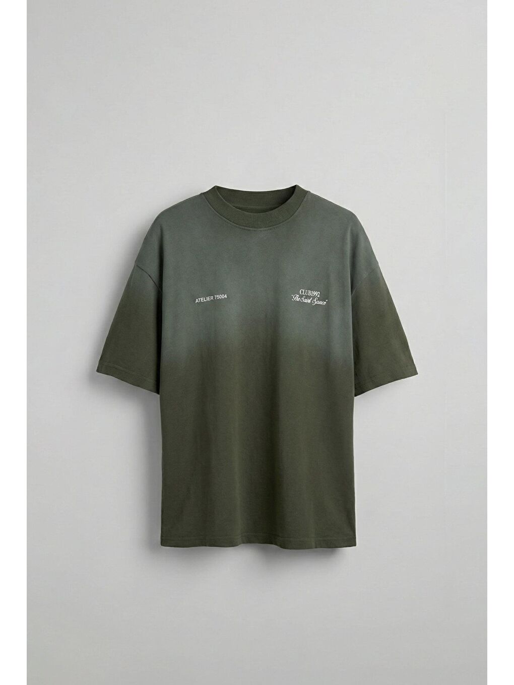 Erkek Yıkamalı Premium Kumaş Oversize T-Shirt Yeşil