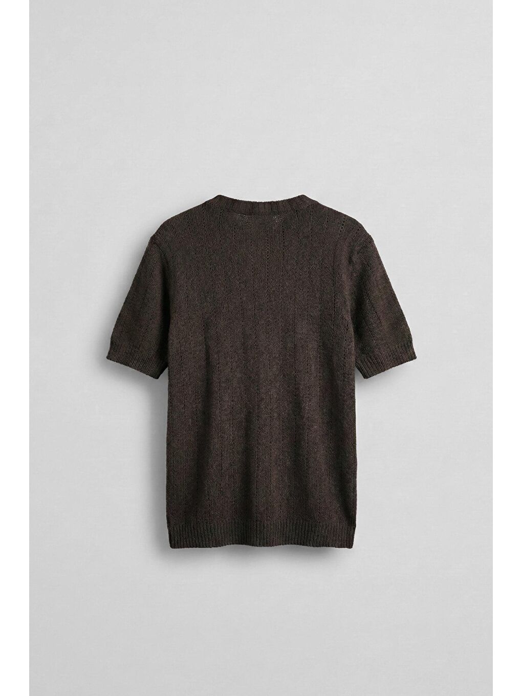 Kahverengi Erkek Regular Fit Örme Desenli T-Shirt Koyu Kahve-1