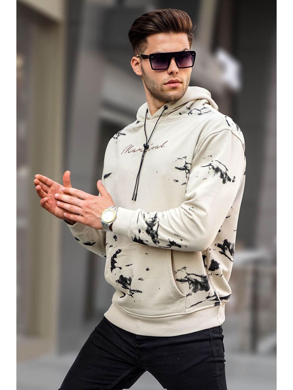 Bej  Erkek Hoodie 5291