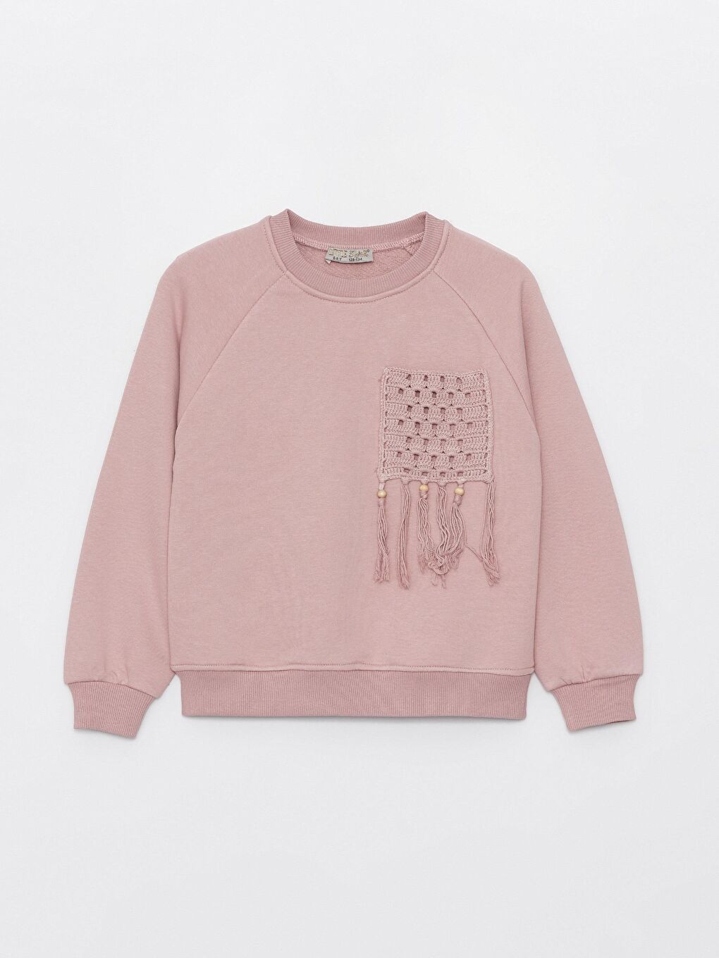 Pembe Kız Çocuk Fırfır Cepli Beli Lastikli SweatShirt