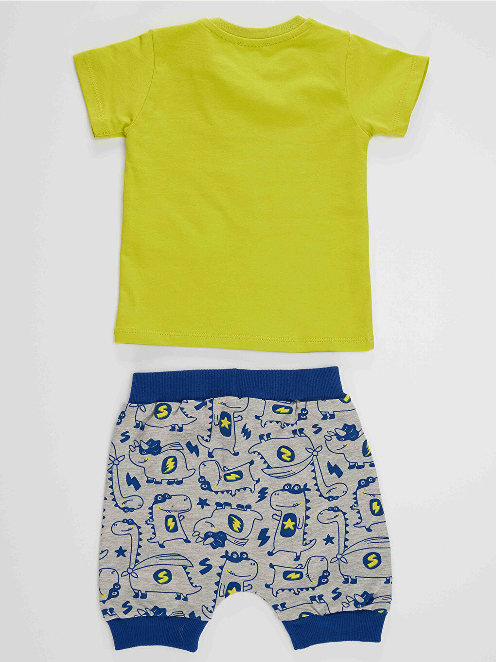 Karışık Super Dino Erkek Bebek Tişört Kapri Şort Takım-3