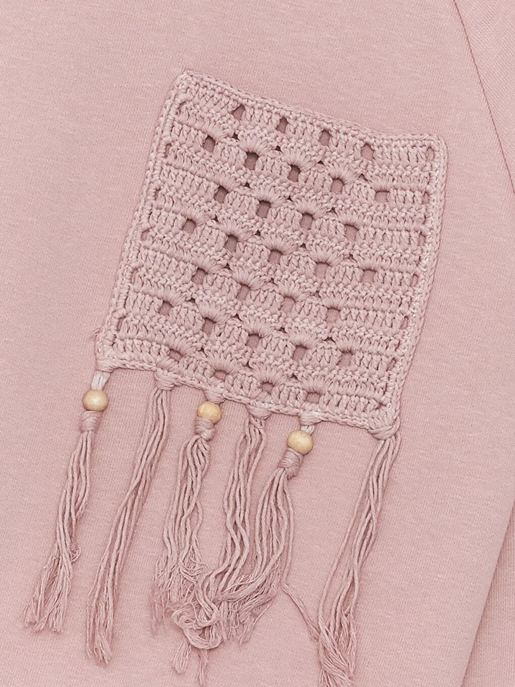 Pembe Kız Çocuk Fırfır Cepli Beli Lastikli SweatShirt-1