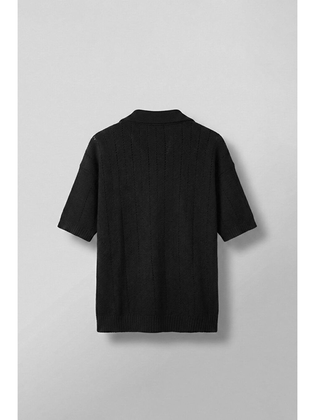 Erkek Oversize Palmiye Desenli Triko T-Shirt Siyah-1