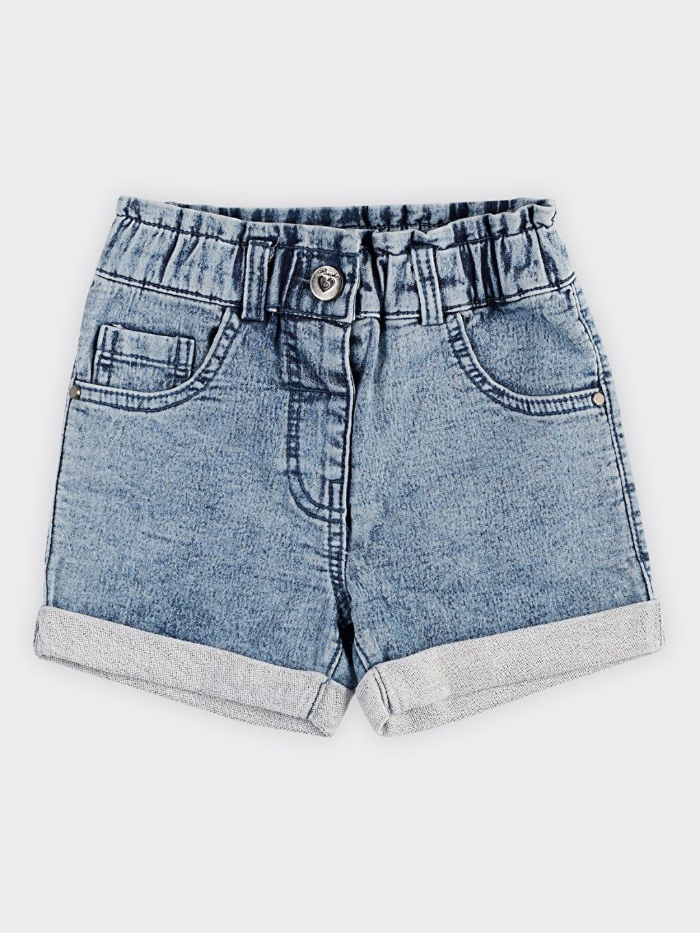 Mavi Kız Bebek  Beli Lastikli Denim Şort
