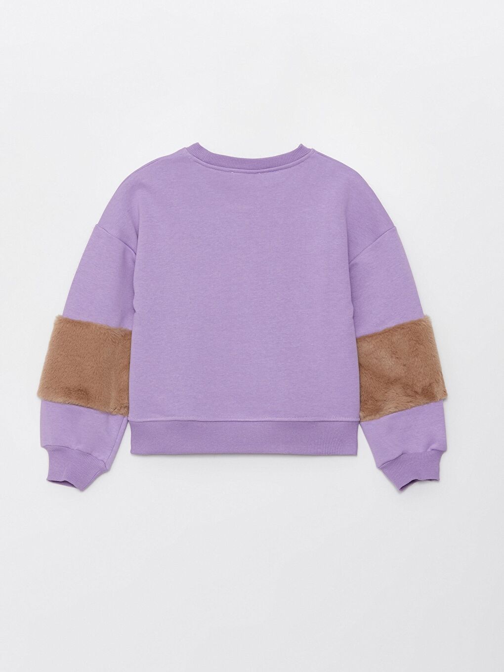 Lila Kız Çocuk Kolu Kürklü Baskılı Üç İplik SweatShirt-2