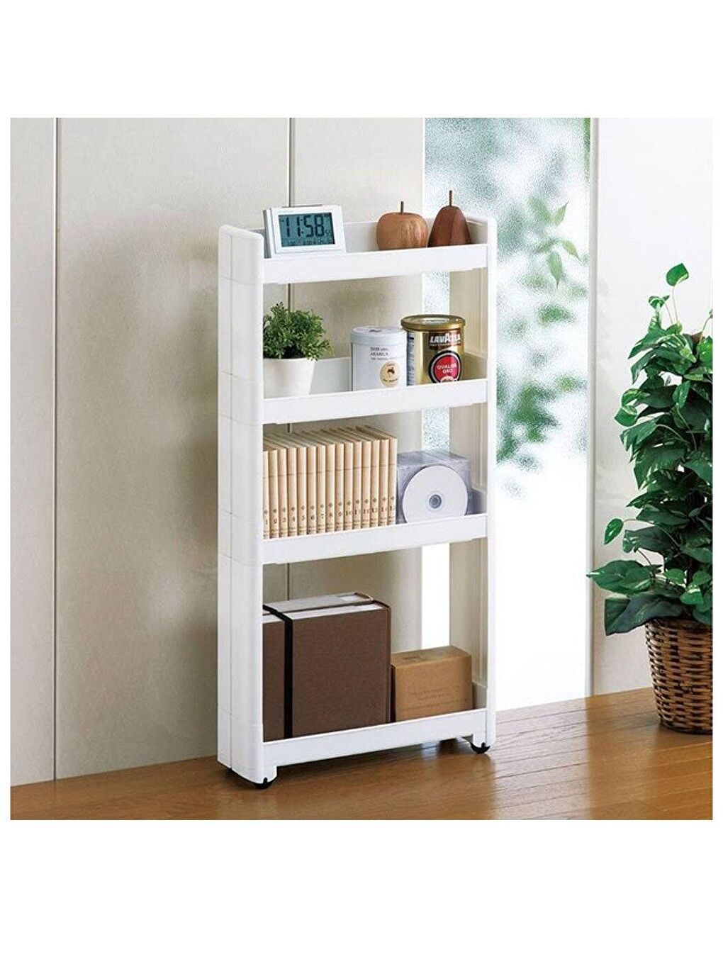 Motek Beyaz Slim Organizer 4 Katlı Raf  Beyaz - 2