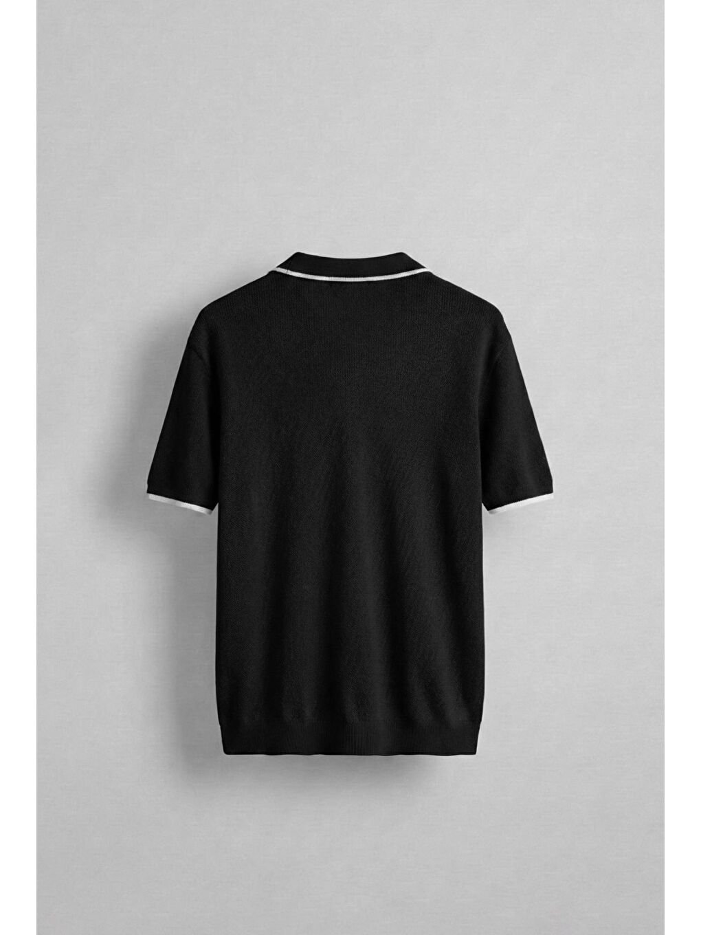 Erkek Polo Yaka Triko T-Shirt Siyah-1