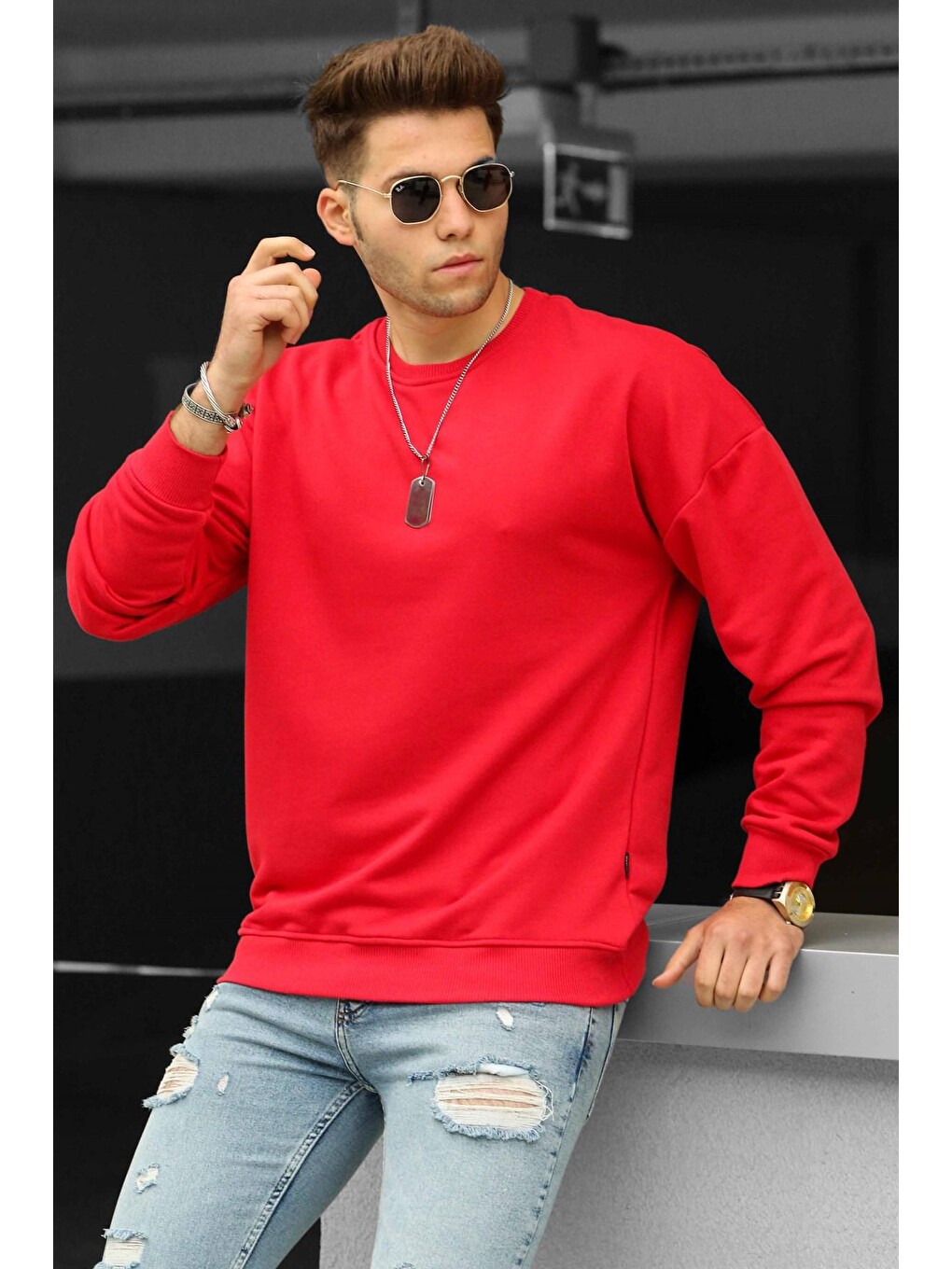 Kırmızı Erkek Sweatshirt 4782