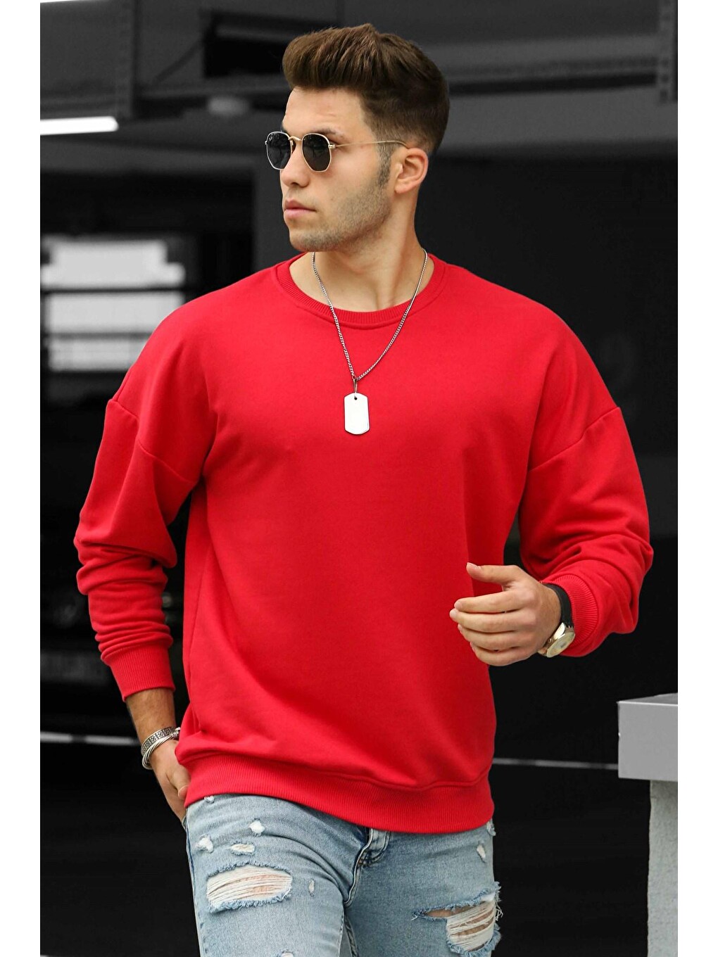 Kırmızı Erkek Sweatshirt 4782-1