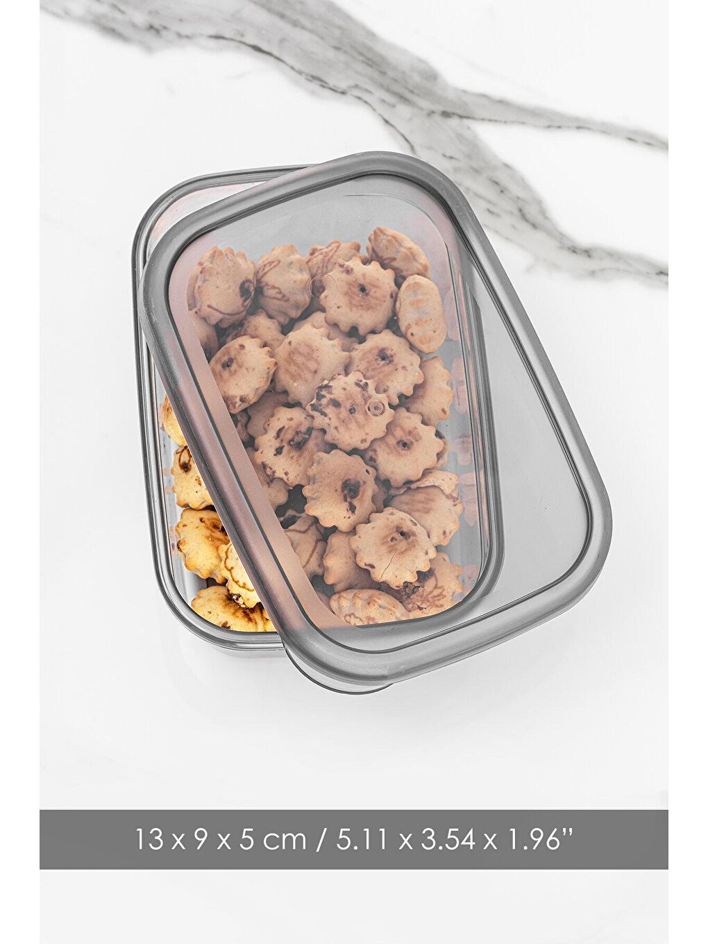 Gri 12'li Set Pratik Box - Dikdörtgen Kapaklı Saklama Kabı - Baharatlık Kahvaltı Çerezlik Kabı 12x380 ml-2