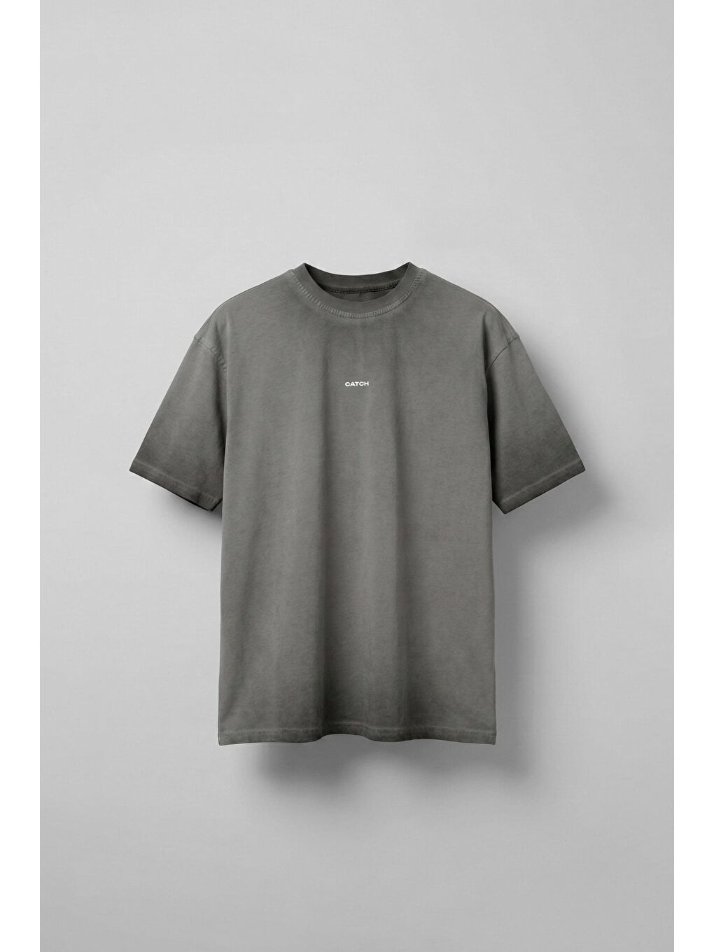 Erkek Oversize Yuvarlak Yaka Yıkamalı Catch T-Shirt Antrasit