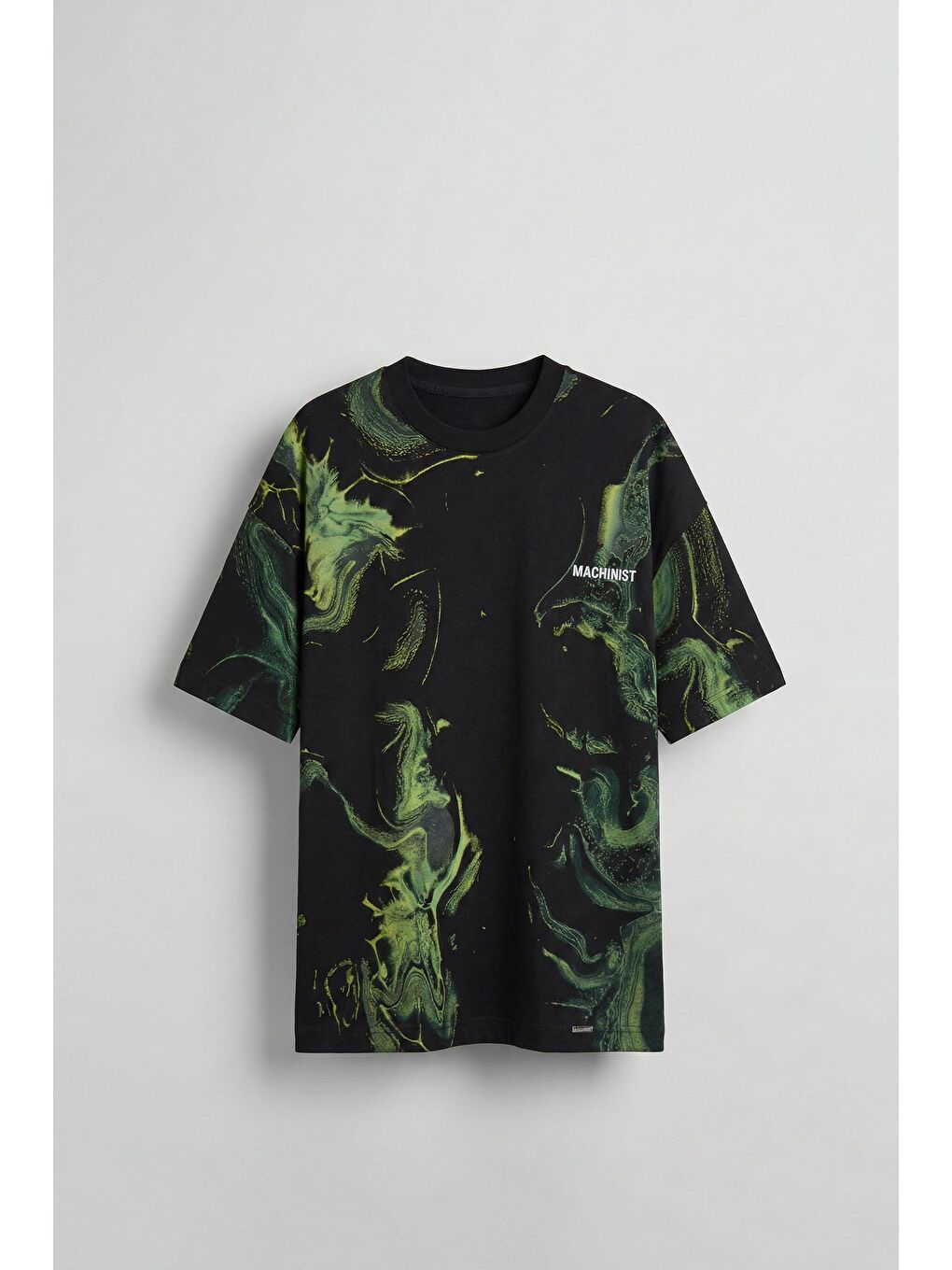 Erkek Oversize Desen Baskılı Premium T-Shirt Siyah