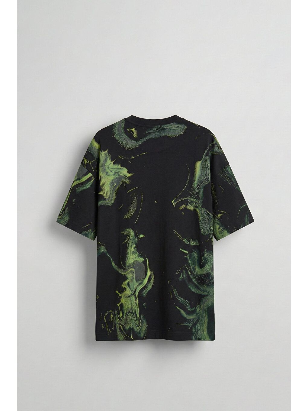 Erkek Oversize Desen Baskılı Premium T-Shirt Siyah-1
