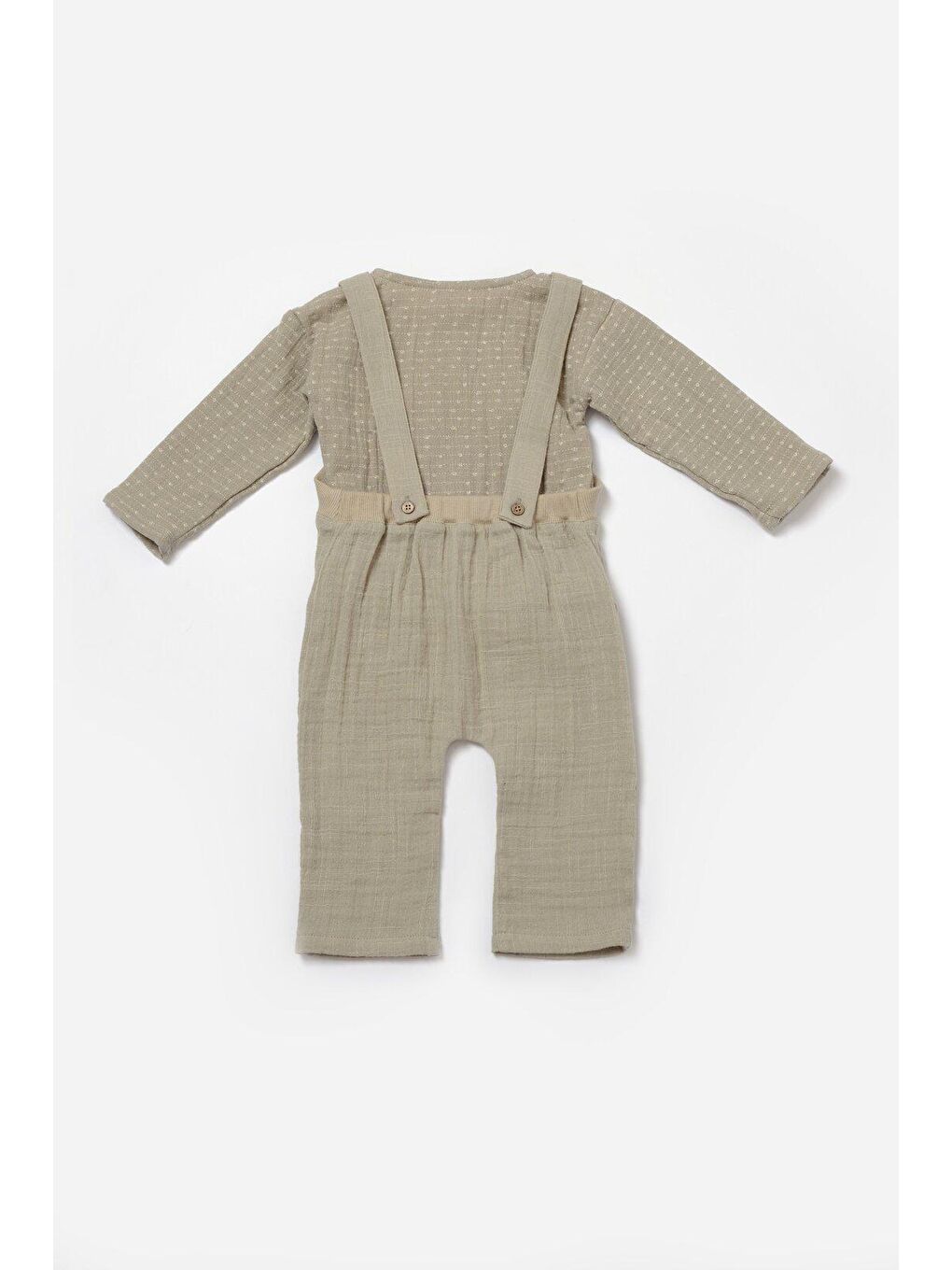 BabyCosy Organic Wear Yeşil Müslin Uzun Kollu Gömlek & Salopet Set - 2