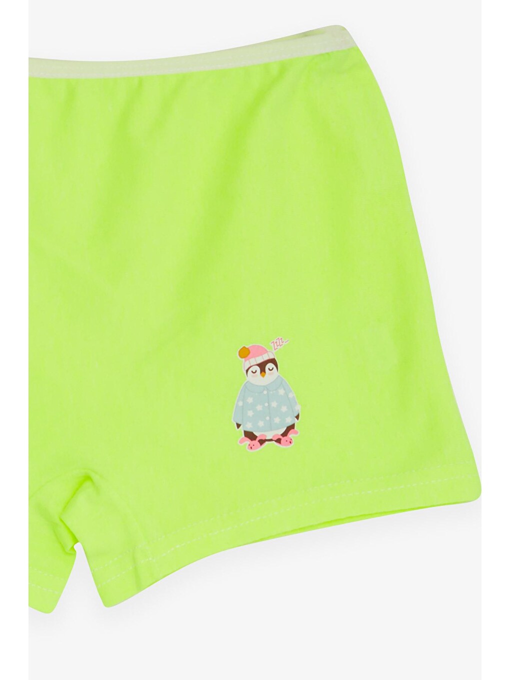 Kız Çocuk Boxer Uykucu Penguen Baskılı Neon Yeşil (9 Yaş)-2