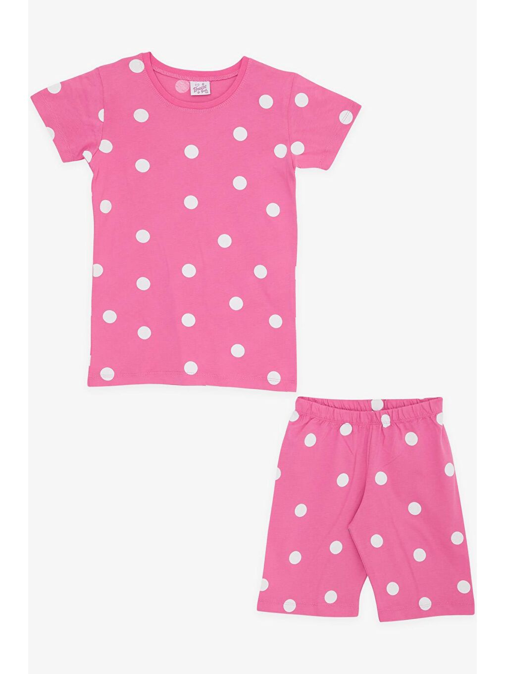 Kız Çocuk Şortlu Pijama Takımı Puan Desenli Pembe (6 Yaş)