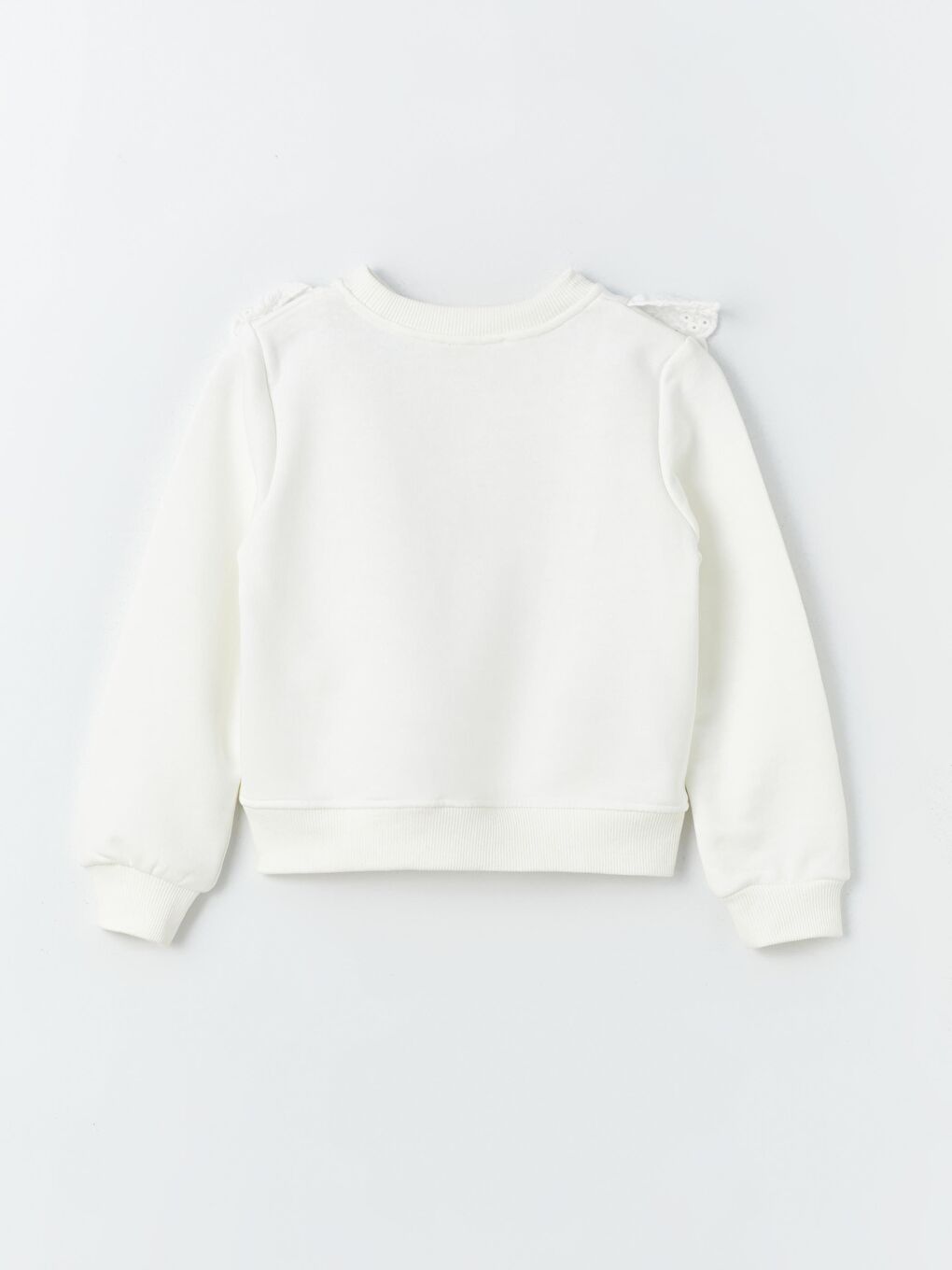 Ekru Kız Çocuk Dantel İşlemeli Üç İplik SweatShirt-2