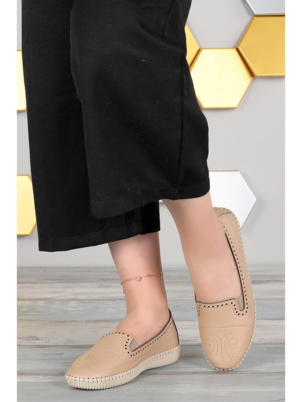 Bej Cilt Günlük Rahat Taban Kadın Babet 1105-6205-1